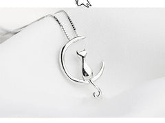 Aetolia NO MOQ Cat Necklace For Women Sterling Silver Moon Womens Animal Necklaces Pendant