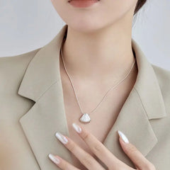 Aetolia 925 Sterling Silver Necklace Rhodium 18K Gold plated Fine Jewelry Women Fashion Texture Shell Pendant Necklaces for women