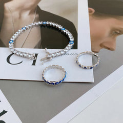 Aetolia Custom Iced Out Tennis 925 Sterling Silver Bracelets Bangles Cz Cubic Zirconia Blue Devil Eye Bracelet For Women Jewelry
