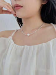 Aetolia Personalized Stylish new Design 925 Silver necklace Rhodium Plated Broken Beaded Shell Pearl Pendant Necklaces for Women