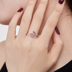 Aetolia In Stock Fine Jewelry S925 Sterling Silver Diamond Engagement Wedding Ring Refinement 18K Gold Pink Rings For Women