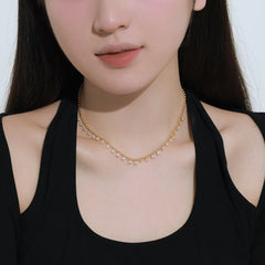 Aetolia Baguette Diamond 18K Gold Plated Necklace Zirconia Stone Classic Eternity Tennis Necklaces 925 Sterling Silver For Women