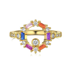 Aetolia Creative Unique Design Fine Jewelry High Quality Cz Zircon Cluster Circle Ring S925 Silver 18K Gold Plated Rings For Women