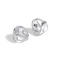 Aetolia Simple Design Jewelry Women Stud Earring Irregular Concave-Convex Wide Surface Heart Shape 925 Sterling Silver Earrings