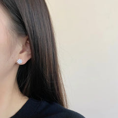 Aetolia fine jewelry 925 Sterling Silver CZ cubic zirconia Flower Earring Flower Shape White Blue Opal Stud Earrings for women