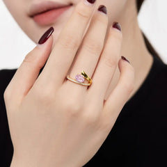 Aetolia New Design Cross Pear Oval Shaped Pink Cz Stone Sparkling 925 Sterling Silver Engagement Wedding Rings For Women