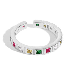 Aetolia Custom Heart Geometric Wave Shape 925 Sterling Silver Ring Irregular Colored Zircon Rings Open Adjustable Ring For Women