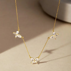 Aetolia Wholesale Women Cz Cubic Zirconia 925 Silver Necklace 18K Gold Plated Ladies Jewelry Butterfly Pendant Necklaces For Girl Femme