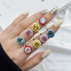 Aetolia Custom Trending Multi Color Plata S925 Dainty Joyeria 5a AAAAA Rainbow Cubic Zircon CZ Necklace Ring Fashion Jewelry Set