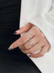 Aetolia Minimalist fine Jewelry 925 Sterling Silver Rhodium 18K Gold Plated Multiple Layer Hallow Out Adjustable Women Rings women