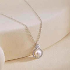 Aetolia New Arrived Princess Big Round Pendant S925 Sterling Silver Necklace Pearl Diamond 5A Cubic Zircon Necklaces For Women Girl Gift