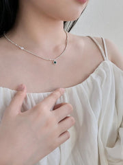 Aetolia Stylish 925 Sterling Silver Fresh Water Pearl necklace Broken Beaded Emerald 5A Cubic Zirconia Pendant Necklaces for women