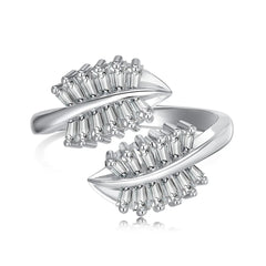 Aetolia Oem Odm Sparkling S925 Sterling Silver Jewelry 18K Gold Plated 5A Cz Cubic Zircon Ring Eternity Leaf Rings For Women