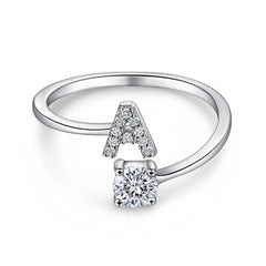 Aetolia Custom Adjustable Finger Fine Jewelry luxury 925 Sterling Silver Engagement Ring Set Letter Initial Wedding Rings Women