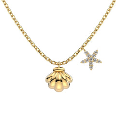 Aetolia 18K Gold Plated Chain Necklace Multi-Layer Starfish Sea Shell Pendant Statement Jewelry S925 Silver Necklaces For Women