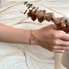 Aetolia 925 Unisex High Shine Textured INS style Cute Hollow Love Shape Stackable Sterling Silver Bracelets for daily wear