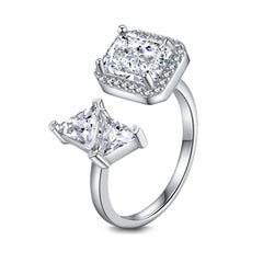 Aetolia 925 Sterling Silver Snake Pearl Square Cubic Zirconia Rings Adjustable Delicate Women Wedding Engagement Open Ring Jewelry