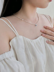 Aetolia Stylish 925 Sterling Silver Fresh Water Pearl necklace Broken Beaded Emerald 5A Cubic Zirconia Pendant Necklaces for women