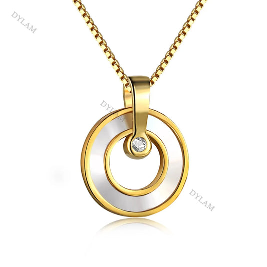 Aetolia New Arrival Hollow Out Circle Double Loop Cross Pendant Necklace 18K Gold Plated Designer Jewelry For Women Daily Wear