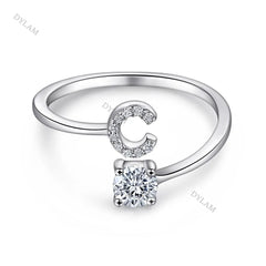 Aetolia Custom Adjustable Finger Fine Jewelry luxury 925 Sterling Silver Engagement Ring Set Letter Initial Wedding Rings Women