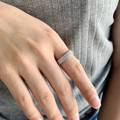 Aetolia 925 Sterling Silver Rings Shiny Full Cubic Zirconia CZ Mixed Multi Row Rings Eternity Engagement Wedding Band Ring