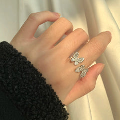 Aetolia Non Tarnish Jewelry Custom Adjustable Open 925 Sterling Silver Ring Set Anillos 18K Gold Plated Butterfly Rings For Women