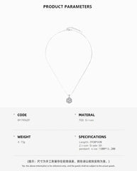 Aetolia Fine Jewelry 925 Sterling Silver Hollow Pattern Rose Pendant Necklace Shiny Zircon Flower Necklaces Chain For Women