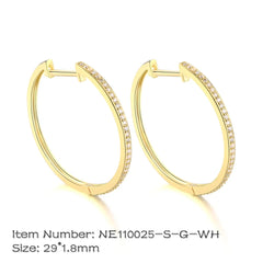 Aetolia Minimalist Sterling Silver 925 earring Luxury Statement Zircon Different Size 18k Gold Plated Huggie Chunky Hoop Earrings