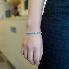Aetolia Custom Iced Out Tennis 925 Sterling Silver Bracelets Bangles Cz Cubic Zirconia Blue Devil Eye Bracelet For Women Jewelry