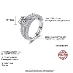 Aetolia 925 Sterling Silver 18K Gold Plated Sparkle Halo Engagement Wedding Rings Set SR20061321