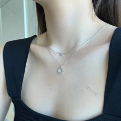 Aetolia Manufacturer Jewelry S925 Sterling Silver 18k Gold Plated Star Sun Pendant Dainty double layer Silver Necklaces
