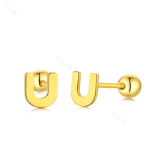 Aetolia Hypoallergenic 18k Gold Earrings Jewelry 925 Sterling Silver Screw Earrings Statement Alphabet Initial Letter Earring