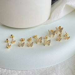 Aetolia Wholesale Minimalist Hypoallergenic Ohrringe 18K Gold Plated Earrings Zirconia Jewelry Butterfly Studs Earring for Women