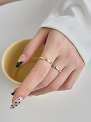 Aetolia Hypoallergenic Non Tarnish Minimalist 925 Silver Rhodium 18K Gold Plated Irregular Wave 2 Layer Adjustable Women Rings for women