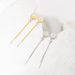 Aetolia Women Fashion Earrings Aetolia Silver Stud gold plated Daisy flower tassel earrings