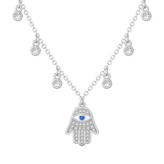 Aetolia 18K Gold Plated Chain 925 Sterling Silver Hamsa Hand Necklace Pendant Charm Blue Devil Eye Zirconia Necklaces For Women
