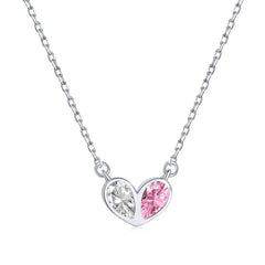Aetolia Collar Bohemian Heart Shape 925 Sterling Silver Chain Pink Cubic Zirconia Love Necklace Pendant Choker Necklaces For Women