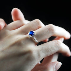 Aetolia High Praise Rate Luxury Ladies Exclusive Jewelry Silver With Charm Blue Tone White Gold Zirconium Round Sapphire Ring