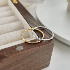 Aetolia Hot Sale 18K Gold Plated Ring Minimalism Jewelry Ladies Sparkle Circle Thin Chain S925 Silver Stackable Rings For Women