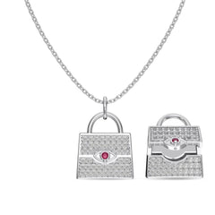 Aetolia Mother'S Day Gift Lovely Pretty 18K Gold Plated Blue Pink Stone Necklace Cz Zirconia Small Locket Bag Necklaces For Women