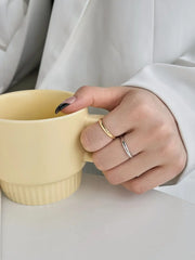 Aetolia Hypoallergenic Non Tarnish Minimalist 925 Silver Rhodium 18K Gold Plated Irregular Wave 2 Layer Adjustable Women Rings for women