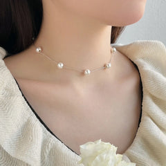 Aetolia Luxury 18K Gold Plated Chain Link Jewellery Silver 925 Necklace For Wedding Party Pearl Necklaces Pendants For Women