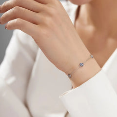 Aetolia Cubic Zirconia Blue Devil Eye Bracelet 925 Sterling Silver Jewelry 18K Gold Tennis Diamond Charm Bracelets Women