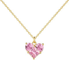 Aetolia Charm Custom Pink S925 Cubic Zirconia Large Heart Couple Necklace 18K Gold Plated Necklace Chain Choker Pendant For Women