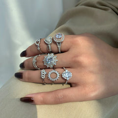 Aetolia Grade 5A CZ Zircons Square Circle Flower Sun Shaped Solitaire Engagement Wedding Sterling Silver Rings For Women