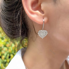 Aetolia Trending Heart Hoop CZ Huggies Aretes Pendientes Rhodium and Gold Plated Sterling Silver 925 Earrings