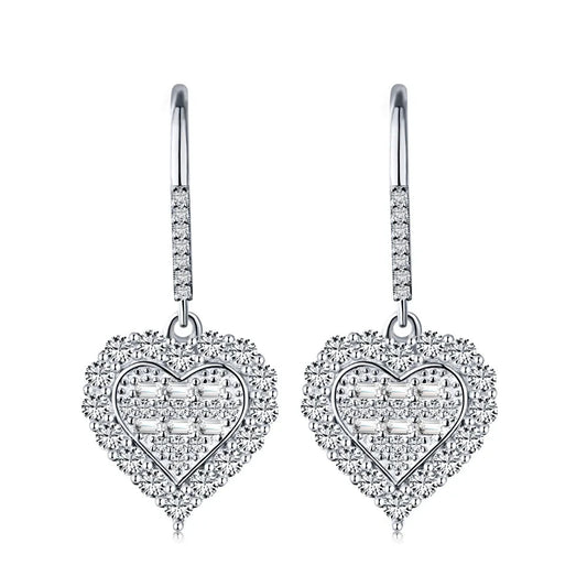 Aetolia Trending Heart Hoop CZ Huggies Aretes Pendientes Rhodium and Gold Plated Sterling Silver 925 Earrings