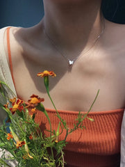 Aetolia Hot sell Korea Necklace Dainty Women's 18K Lightweight Butterfly Sterling Silver Mini Shell Butterfly Necklace