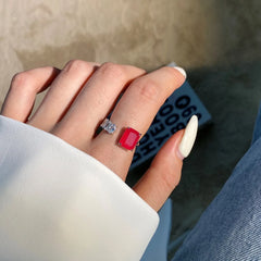 Aetolia 5A Zirconia Adjustable 925 Sterling Silver Rings Emerald Red Gemstone Ring Jewelry Real Cz Cubic Zircon Green Stone Women