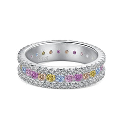 Aetolia Pink Rainbow 925 Sterling Silver Cz Diamond Personality Rings Jewelry Women Engagement Wedding Ring Anniversary Band